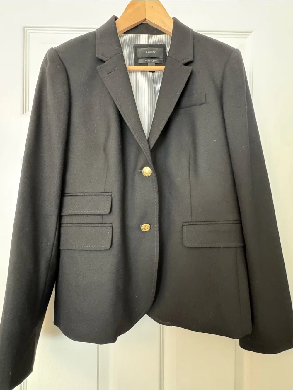 J. Crew Black “schoolboy” Wool Blazer with Gold Buttons
